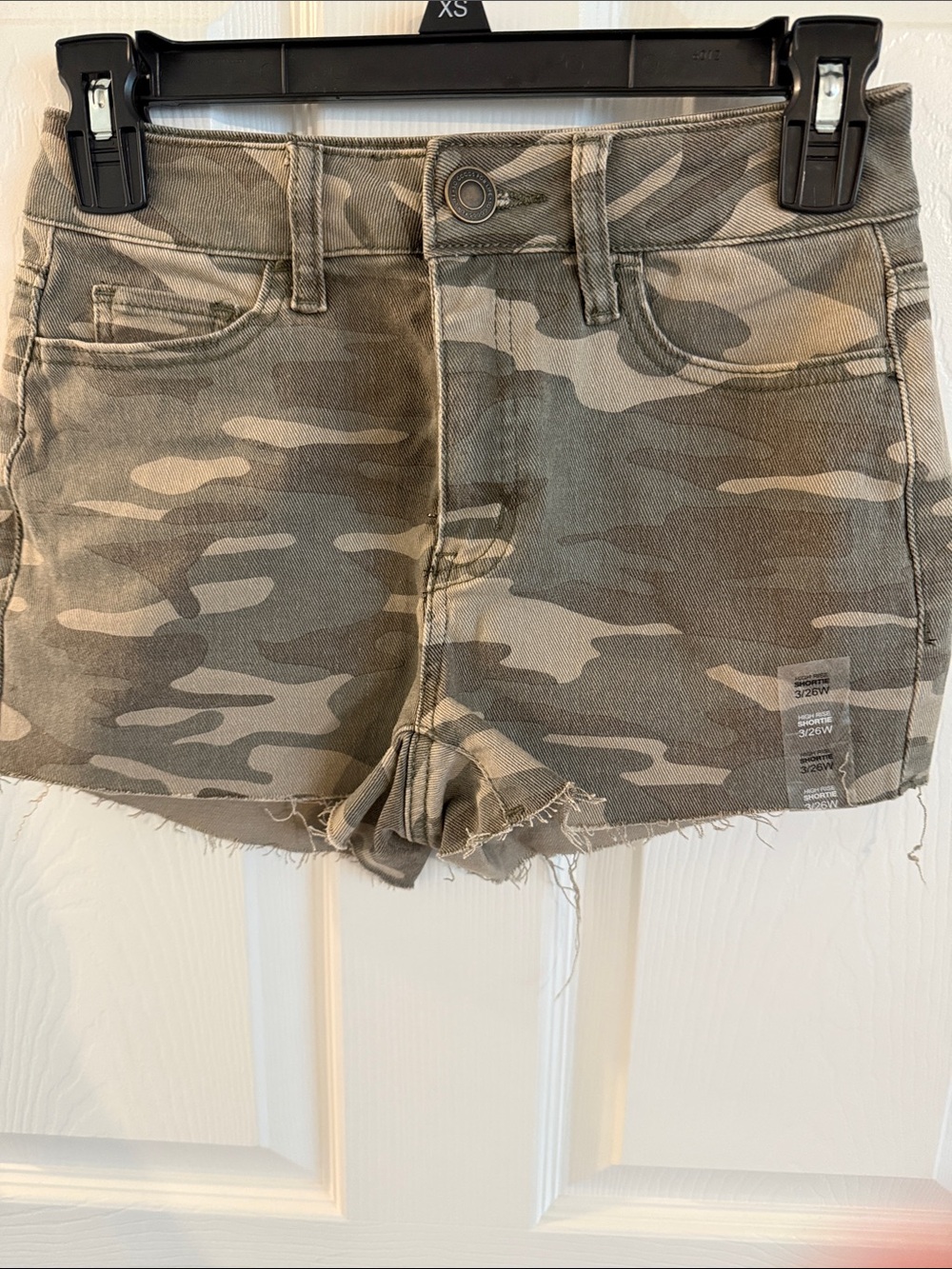 SO Camo Print Jean Shorts in Olive/Tan